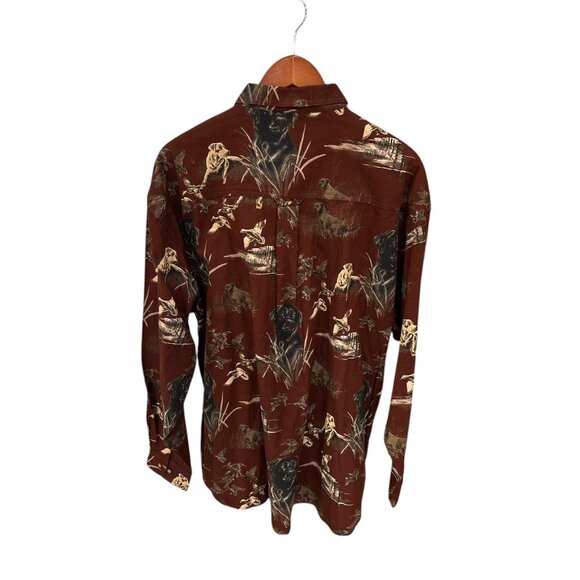 Bit & Bridle XL Mens Hunting-Themed Button-Up Shirt 100% Cotton Brown & Beige - Picture 3 of 7
